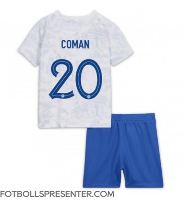 Frankrike Kingsley Coman #20 Bortatröja Barn VM 2022 Kortärmad (+ korta byxor)